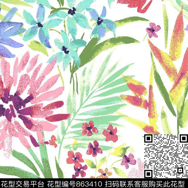 Tropical_paradise_Multi_SC_25_1.tif - 863410 - 欧美 宫廷风 卷草 - 传统印花花型 － 床品花型设计 － 瓦栏
