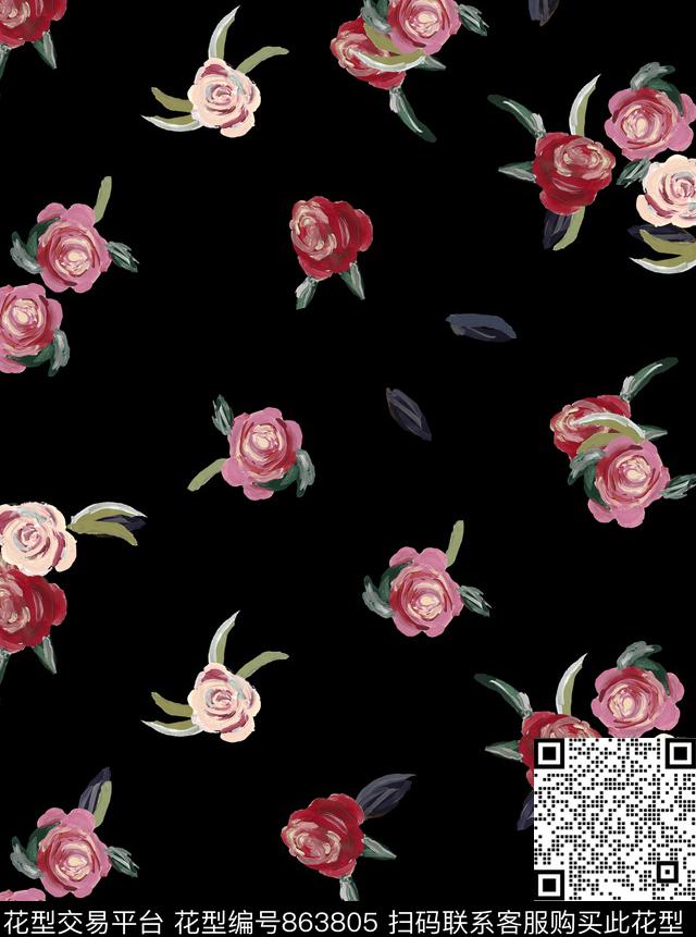 1702.jpg - 863805 - 花卉 中国风 花朵 - 数码印花花型 － 女装花型设计 － 瓦栏