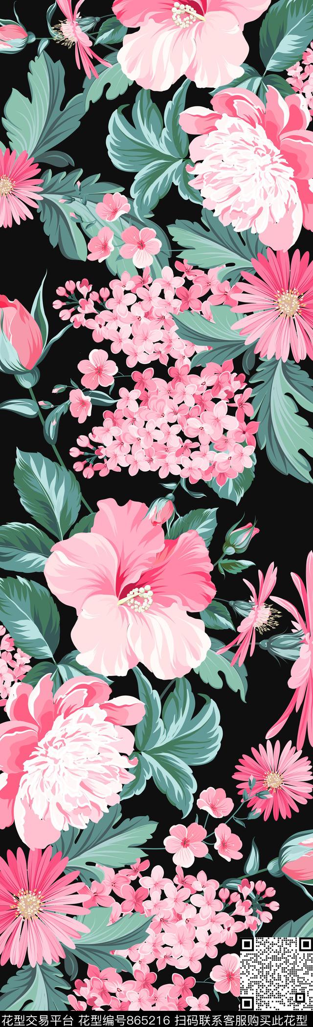 7.jpg - 865216 - 花朵 花卉 长巾 - 传统印花花型 － 长巾花型设计 － 瓦栏