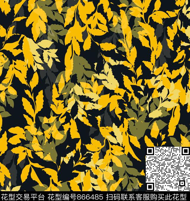 170418-1.jpg - 866485 - 抽象叶子 叶子花 树叶花 - 传统印花花型 － 女装花型设计 － 瓦栏