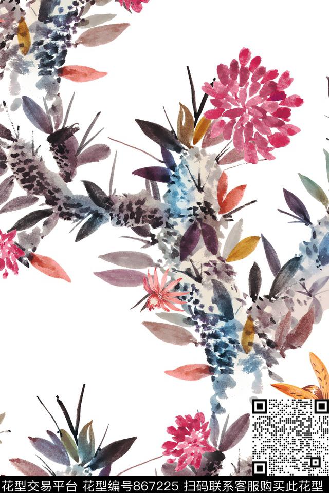 2017-6-8-B-1.jpg - 867225 - 热带 花朵 小碎花 - 数码印花花型 － 床品花型设计 － 瓦栏