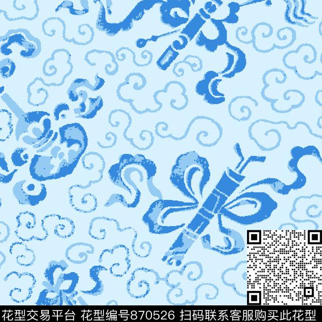 蓝色.jpg - 870526 - 卡通 音乐 琴 - 数码印花花型 － 童装花型设计 － 瓦栏