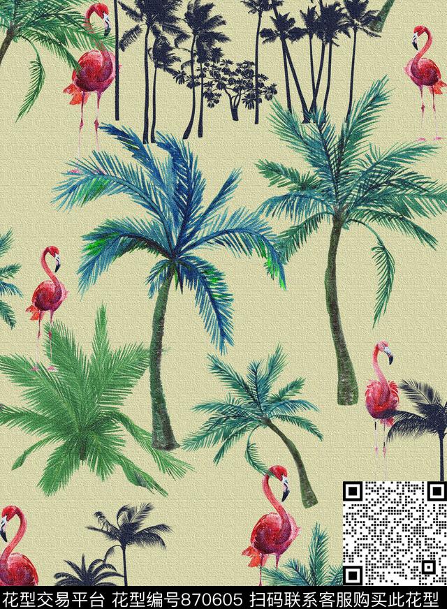 HDSJ-小花-021.jpg - 870605 - 民族花 热带 棕榈树 - 数码印花花型 － 女装花型设计 － 瓦栏