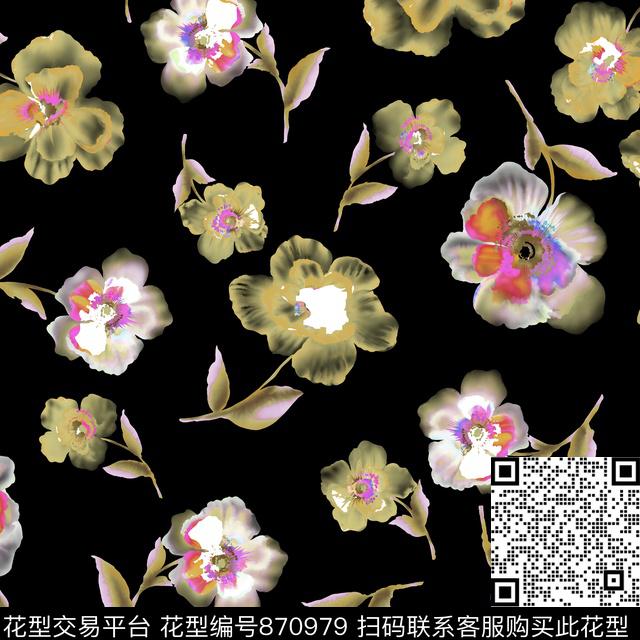 1709.jpg - 870979 - 花鸟 乱花 花朵 - 传统印花花型 － 女装花型设计 － 瓦栏