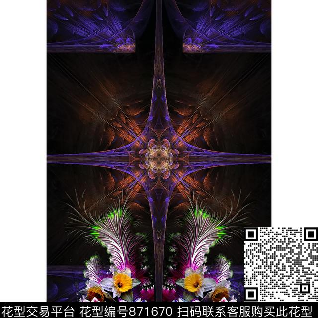 夜宴.jpg - 871670 - 抽象 雏菊 花朵 - 数码印花花型 － 女装花型设计 － 瓦栏