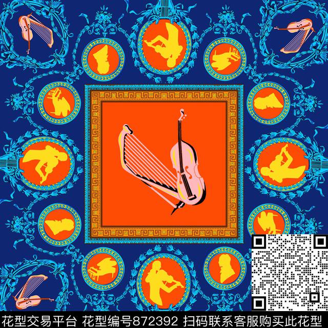 FJ-2.jpg - 872392 - 民族风 青舞-丝巾 17-秋冬 - 传统印花花型 － 方巾花型设计 － 瓦栏