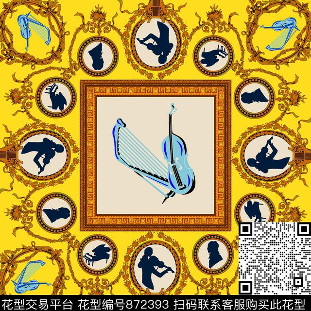 FJ-2-C1.jpg - 872393 - 民族风 青舞-丝巾 17-秋冬 - 传统印花花型 － 方巾花型设计 － 瓦栏