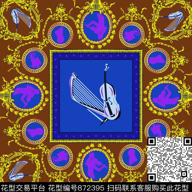 FJ-2-C3.jpg - 872395 - 民族风 青舞-丝巾 17-秋冬 - 传统印花花型 － 方巾花型设计 － 瓦栏