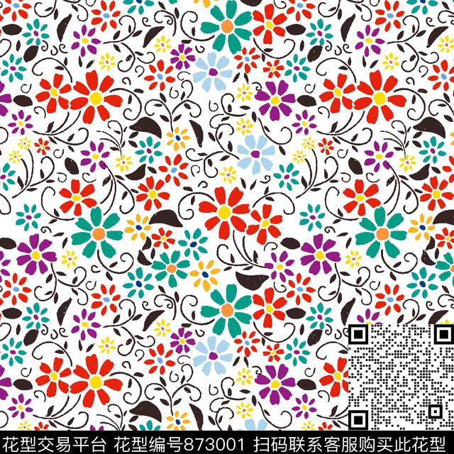 10-0104.jpg - 873001 - 趣味 花卉 花朵 - 传统印花花型 － 女装花型设计 － 瓦栏
