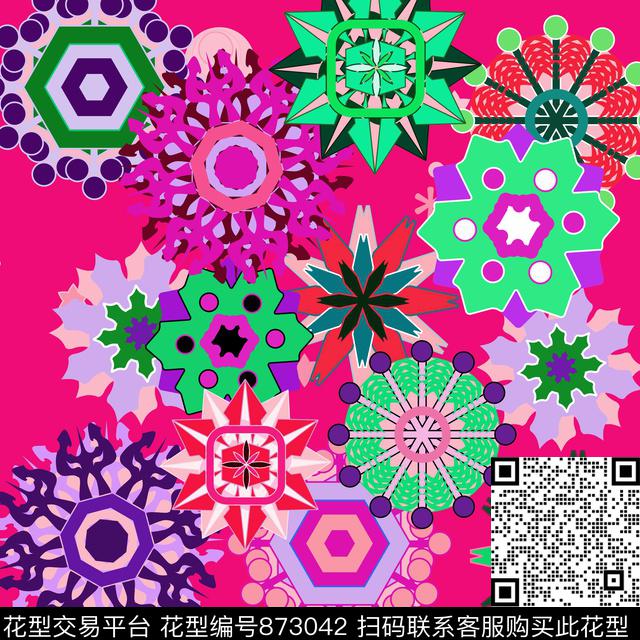 FJ-5-C2.jpg - 873042 - 民族风 青舞-丝巾 17-秋冬 - 传统印花花型 － 方巾花型设计 － 瓦栏