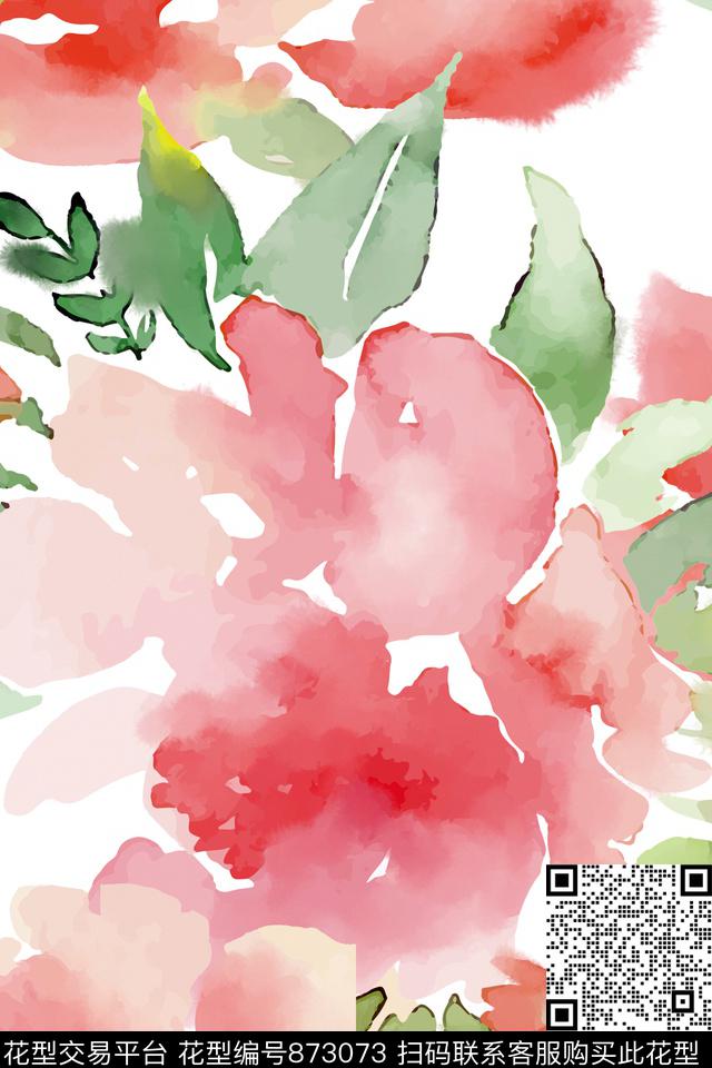 rose1.jpg - 873073 - 植物 手绘 花卉 - 传统印花花型 － 床品花型设计 － 瓦栏