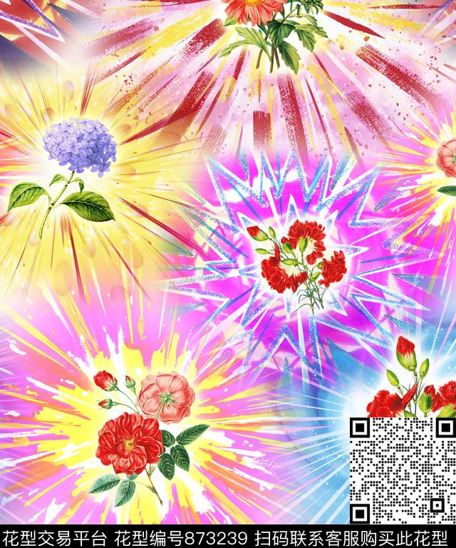 XH20170616-01.jpg - 873239 - 花朵 兰花 创意抽象 - 数码印花花型 － 女装花型设计 － 瓦栏