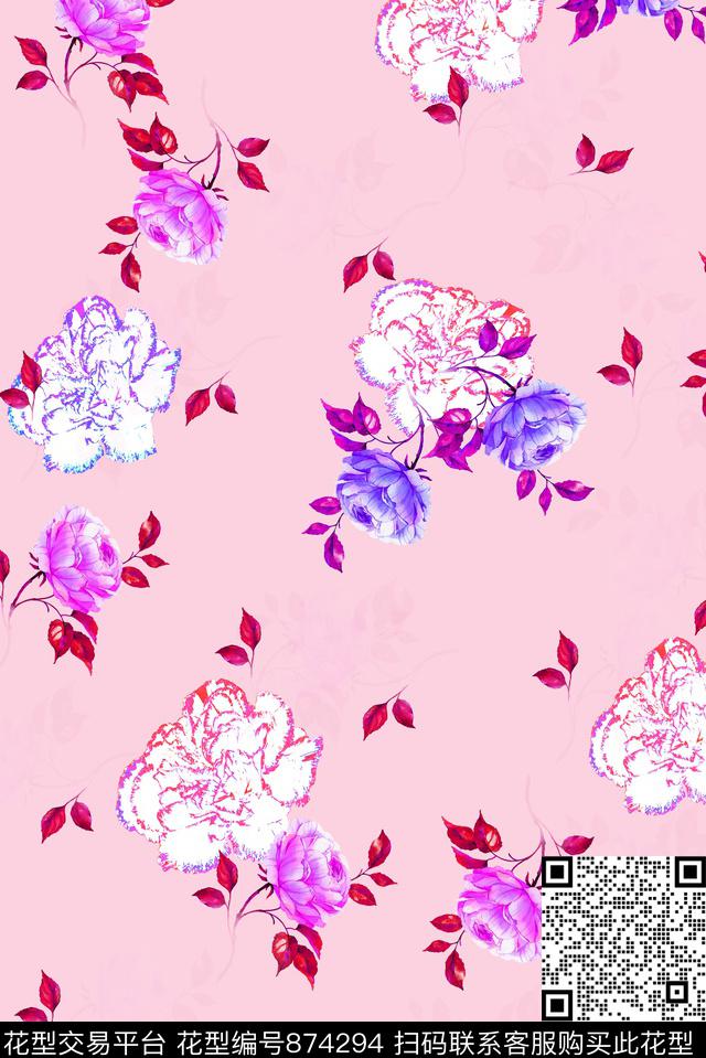 月季-1.jpg - 874294 - 小碎花 花朵 花卉 - 数码印花花型 － 女装花型设计 － 瓦栏