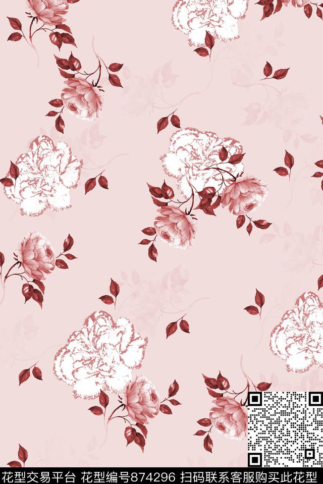 月季-3.jpg - 874296 - 小碎花 花朵 花卉 - 数码印花花型 － 女装花型设计 － 瓦栏