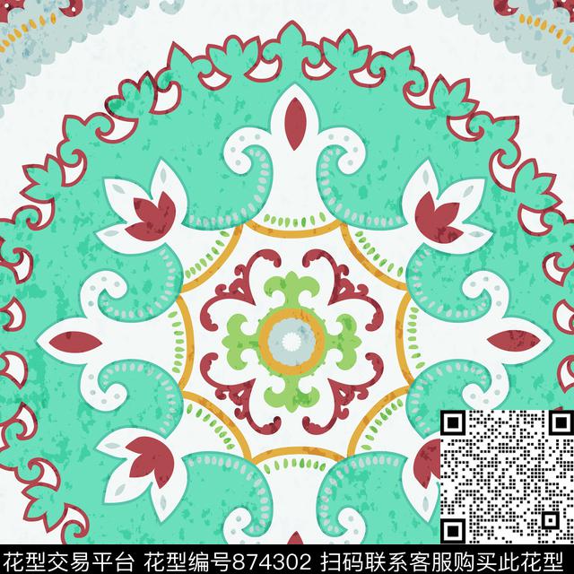 BWN001.jpg - 874302 - 圆形 几何 中国风 - 数码印花花型 － 沙发布花型设计 － 瓦栏