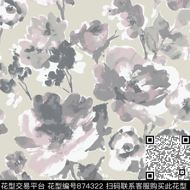 BWN010.jpg - 874322 - 花卉 水墨 素雅 - 数码印花花型 － 窗帘花型设计 － 瓦栏