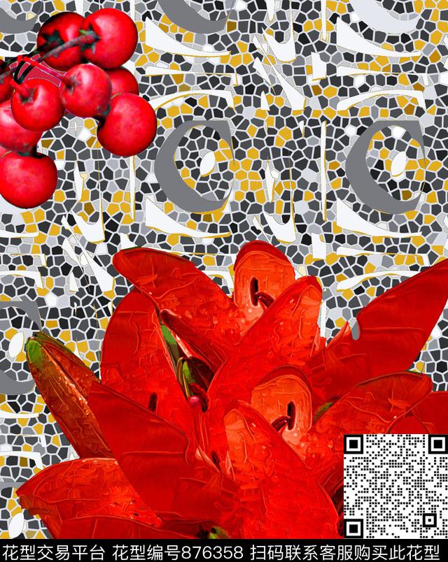 frr.jpg - 876358 - 抽象 花卉 色彩 - 传统印花花型 － 女装花型设计 － 瓦栏