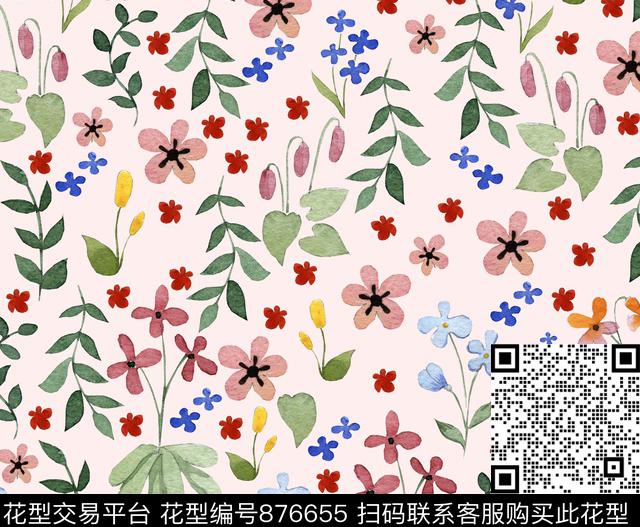 HDSJ-叶子-026.jpg - 876655 - 小花 花卉 小碎花 - 数码印花花型 － 童装花型设计 － 瓦栏
