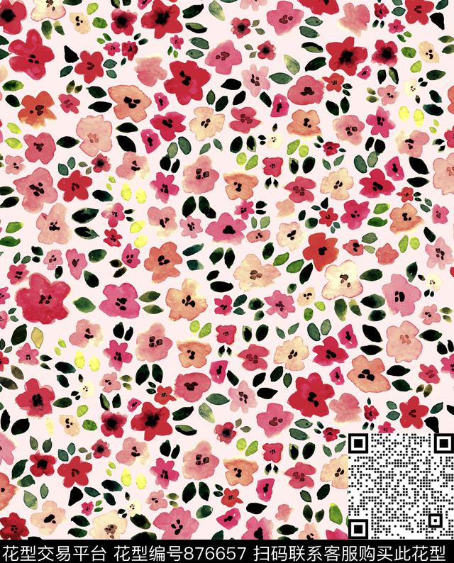 HDSJ-叶子-027.jpg - 876657 - 小花 花卉 小碎花 - 数码印花花型 － 童装花型设计 － 瓦栏