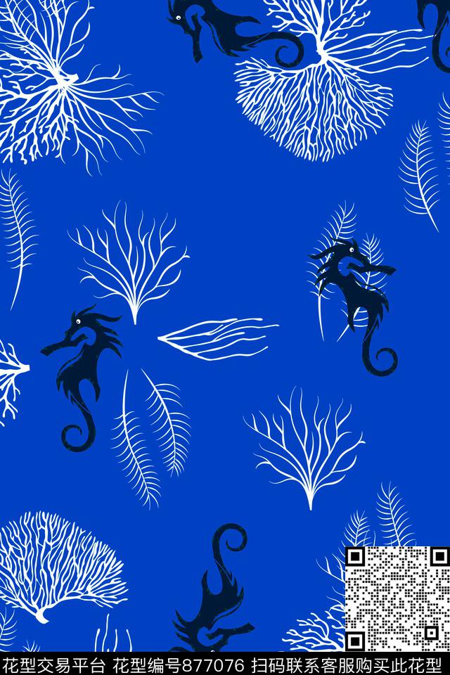 wd-6-21-01.jpg - 877076 - 海马 珊瑚 男装衬衫 - 数码印花花型 － 男装花型设计 － 瓦栏