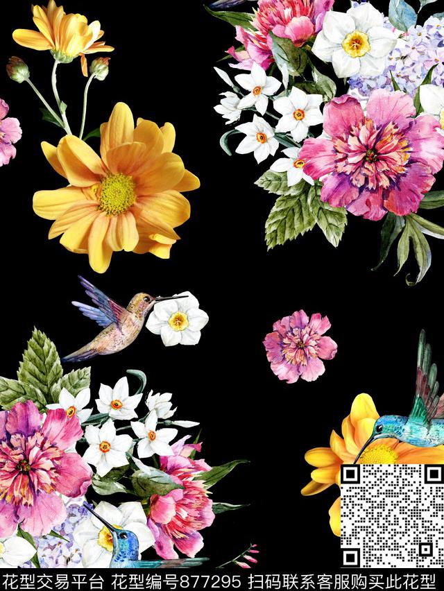 365-ok.jpg - 877295 - 动物 花卉 太阳花 - 数码印花花型 － 女装花型设计 － 瓦栏