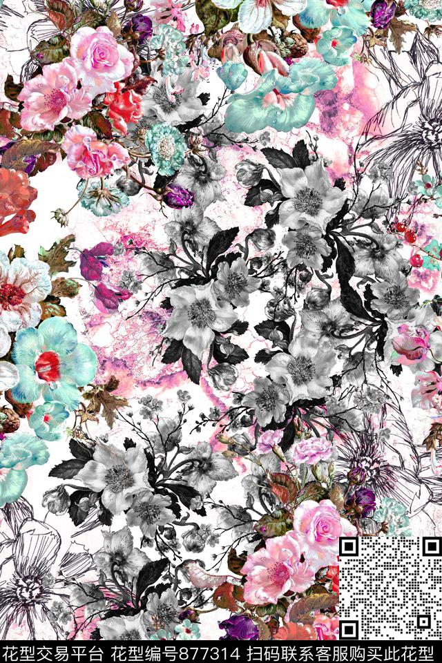 20170614-3.jpg - 877314 - 创意花型设计 创意花型面料 玫瑰 - 数码印花花型 － 女装花型设计 － 瓦栏
