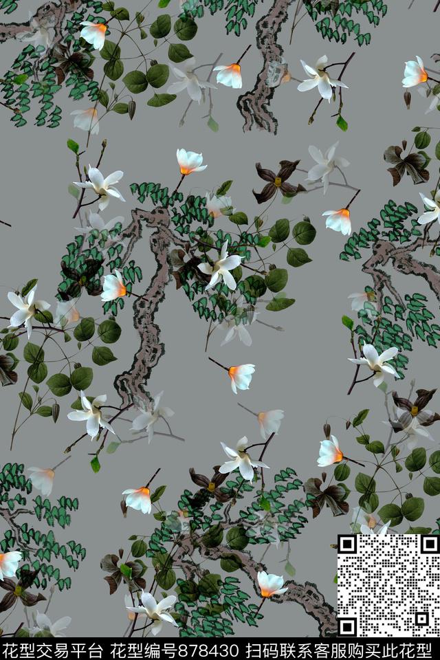 Y17M178-1.jpg - 878430 - 植物花卉 花卉 女装 - 数码印花花型 － 女装花型设计 － 瓦栏