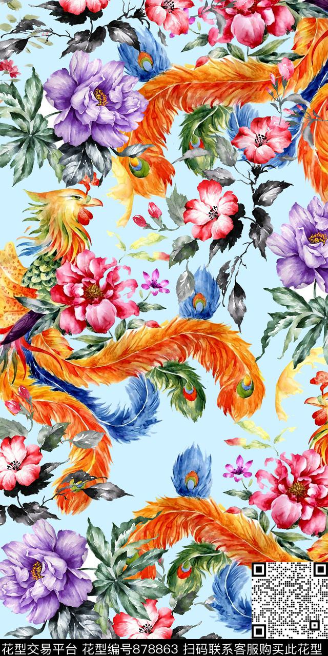 201706-6.jpg - 878863 - 中国风 民族风 花卉 - 数码印花花型 － 女装花型设计 － 瓦栏