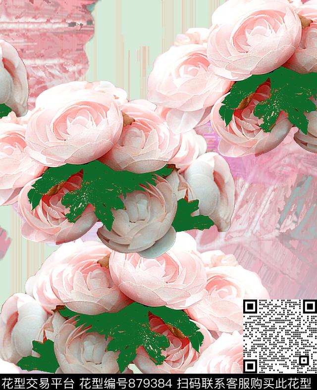 654654.jpg - 879384 - 花朵 抽象 花卉 - 传统印花花型 － 女装花型设计 － 瓦栏