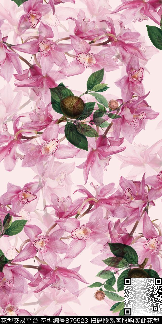 201706-30.jpg - 879523 - 花朵 花卉 手绘花 - 数码印花花型 － 女装花型设计 － 瓦栏