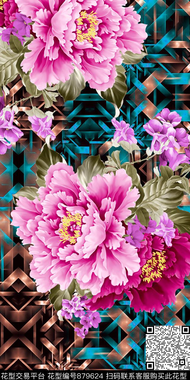201706-37.jpg - 879624 - 花朵 花卉 手绘花 - 数码印花花型 － 女装花型设计 － 瓦栏
