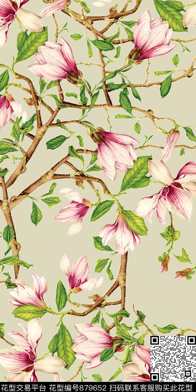 201706-42.jpg - 879652 - 花朵 花卉 手绘花 - 数码印花花型 － 女装花型设计 － 瓦栏