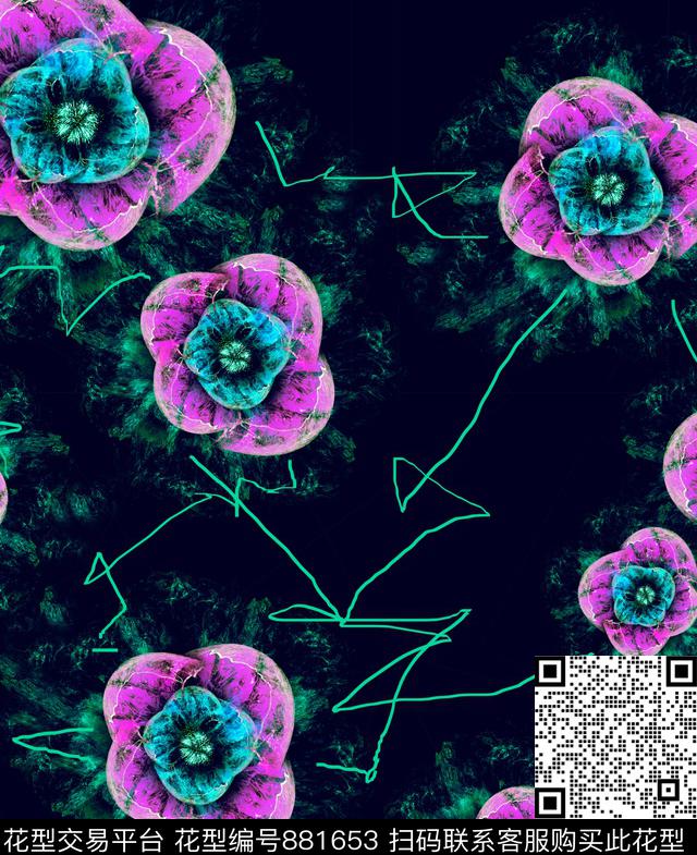 魔花.jpg - 881653 - 抽象 花朵 热带 - 数码印花花型 － 女装花型设计 － 瓦栏