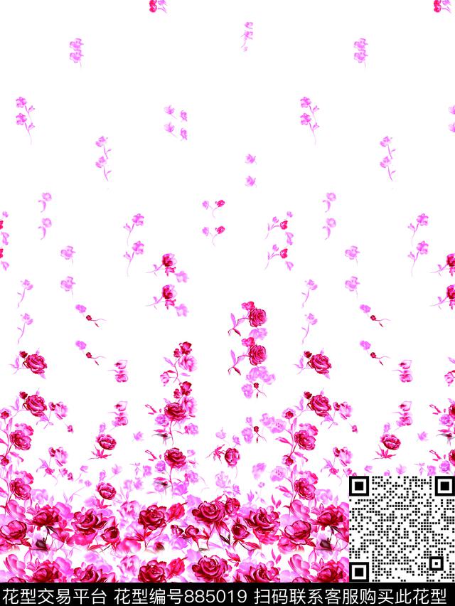 17648.jpg - 885019 - 花卉 远古时尚 红色 - 传统印花花型 － 女装花型设计 － 瓦栏