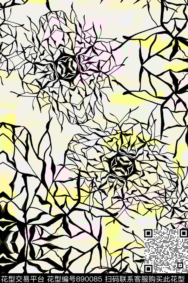 zz0001-1.jpg - 890085 - G抽象未来 F几何条纹 A艺术手绘 - 数码印花花型 － 女装花型设计 － 瓦栏