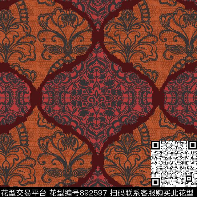 design 4ok.jpg - 892597 - womenswear fashion textile - 传统印花花型 － 女装花型设计 － 瓦栏