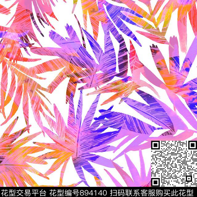 0707-6.jpg - 894140 - 花朵 花卉 叶子 - 数码印花花型 － 泳装花型设计 － 瓦栏