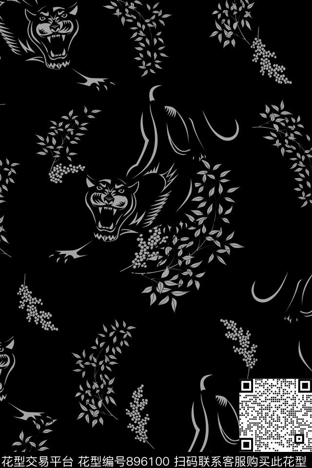 170714-4.jpg - 896100 - 黑白花 男装 豹子 - 传统印花花型 － 男装花型设计 － 瓦栏