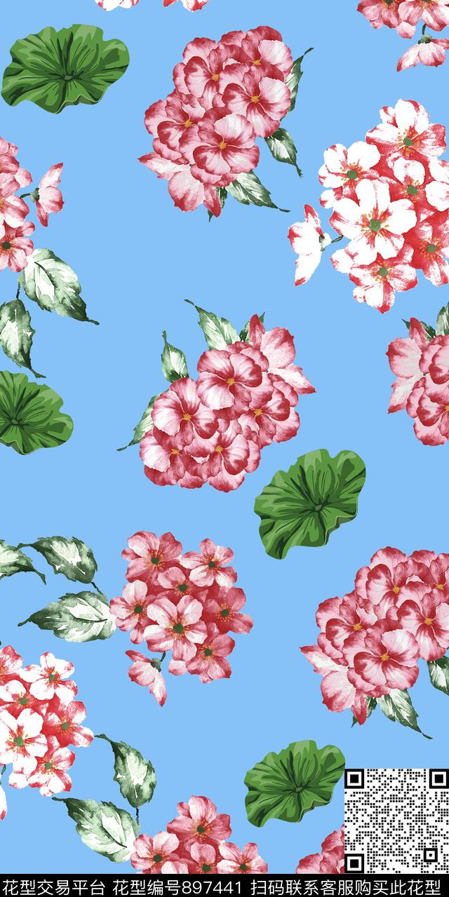 0717-1.jpg - 897441 - 花卉 水彩花卉 传统花型 - 传统印花花型 － 女装花型设计 － 瓦栏