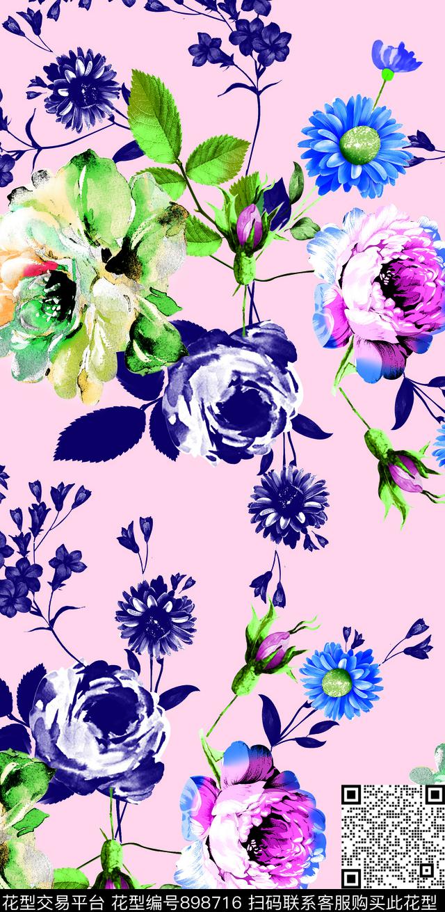 09.jpg - 898716 - 风格化花卉 粉色 花卉 - 传统印花花型 － 童装花型设计 － 瓦栏