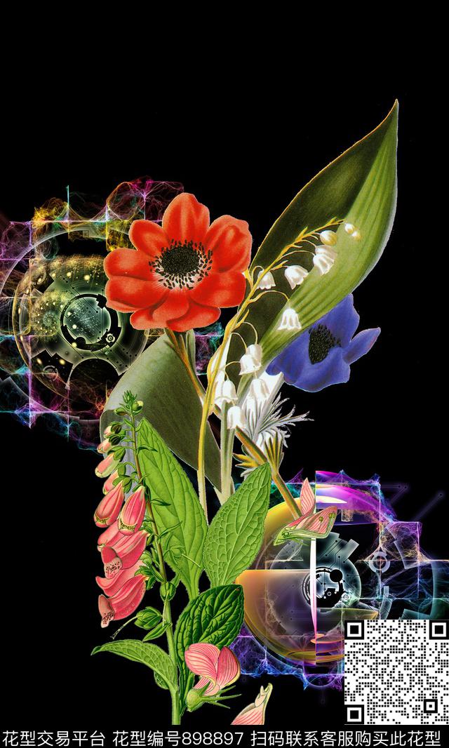 212.jpg - 898897 - 花卉 几何 抽象 - 数码印花花型 － 女装花型设计 － 瓦栏