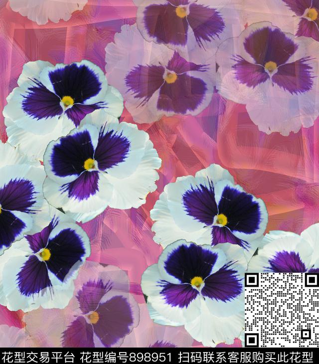 8676.jpg - 898951 - 花卉 迷彩 抽象 - 传统印花花型 － 女装花型设计 － 瓦栏