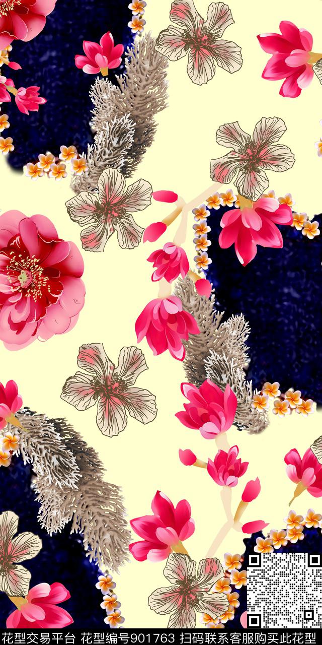 17-07-4.jpg - 901763 - 手绘花卉 几何 满版散花 - 数码印花花型 － 女装花型设计 － 瓦栏