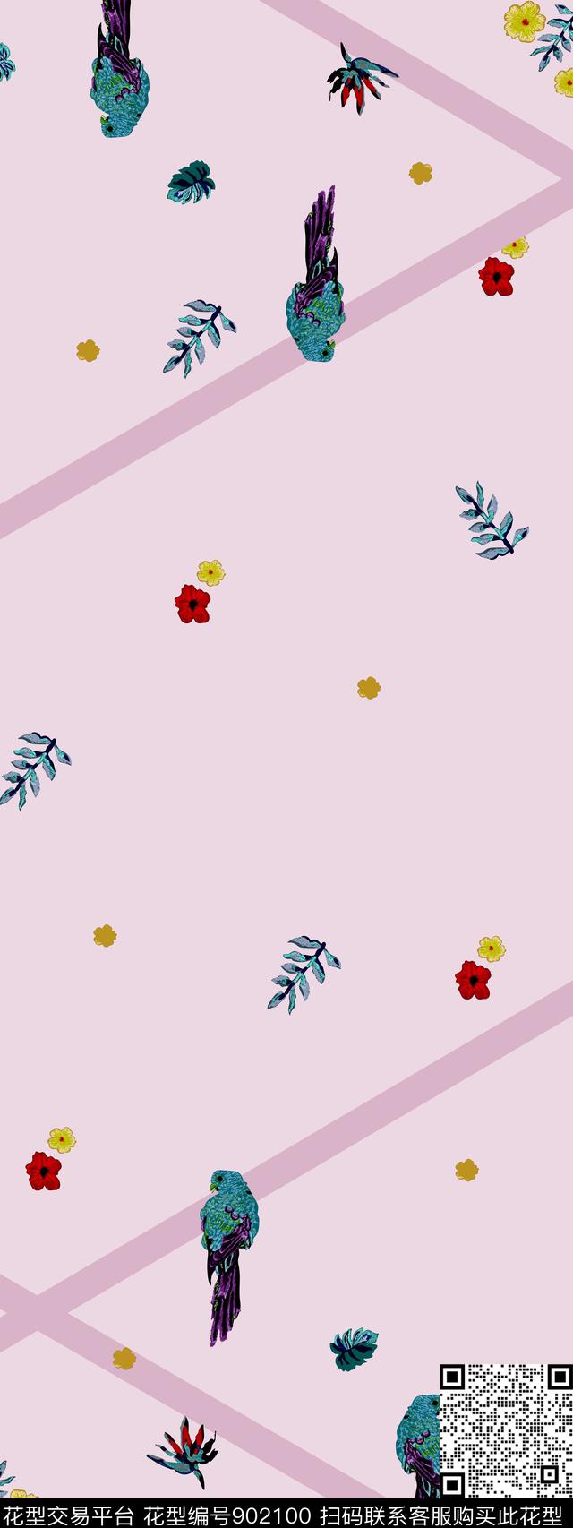 187222.jpg - 902100 - 花卉 手绘花卉 大牌风 - 数码印花花型 － 长巾花型设计 － 瓦栏
