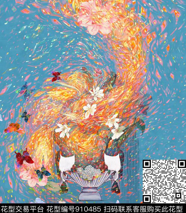 14.jpg - 910485 - 蝴蝶 花卉 荧光 - 数码印花花型 － 女装花型设计 － 瓦栏