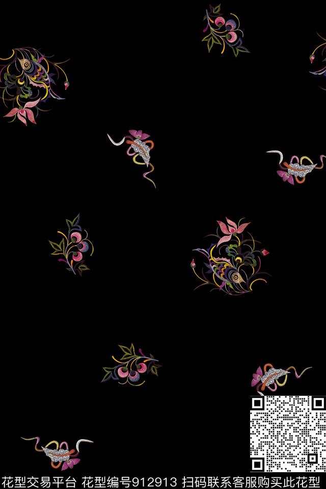 FJ--64.jpg - 912913 - 趣味 花卉 鱼 - 数码印花花型 － 女装花型设计 － 瓦栏