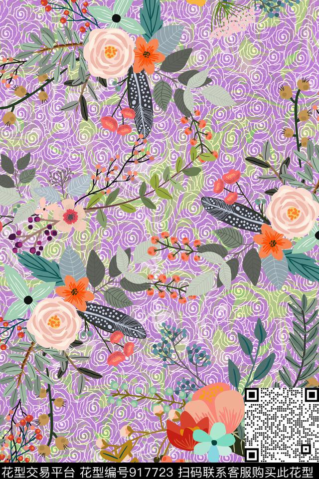 20170816 PM floral 4-1.jpg - 917723 - 中老年 炫彩 大花 - 数码印花花型 － 女装花型设计 － 瓦栏