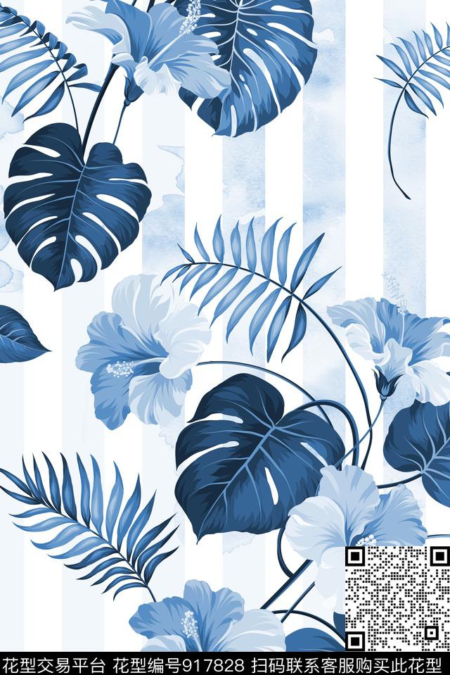 4-hh-0008-A.jpg - 917828 - 手绘花卉 条纹 植物 - 数码印花花型 － 女装花型设计 － 瓦栏