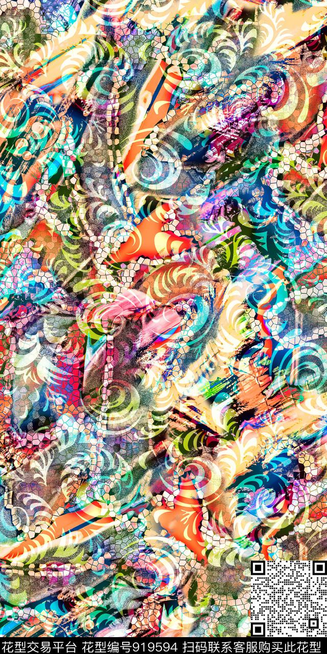 2017011.jpg - 919594 - 抽象 炫彩 几何 - 数码印花花型 － 女装花型设计 － 瓦栏