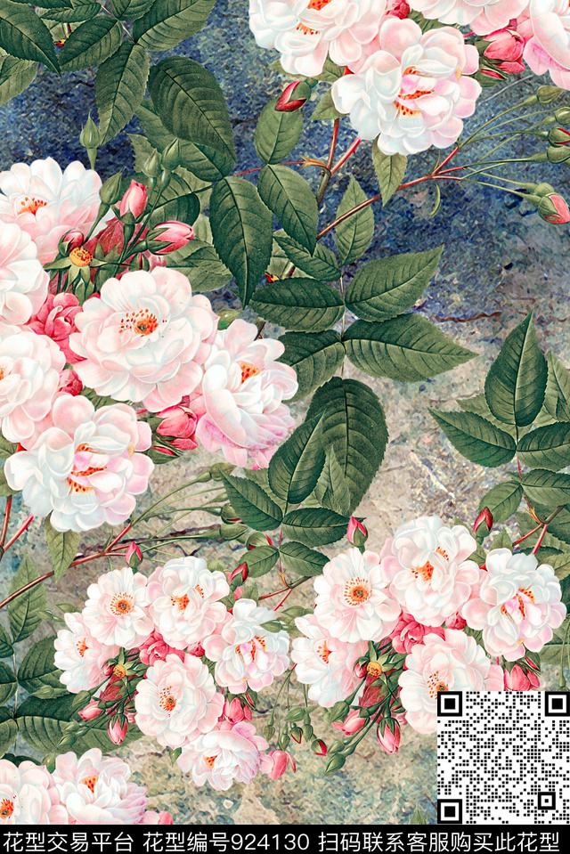 4-hh-0010-A.jpg - 924130 - 植物 水彩花卉 手绘花卉 - 数码印花花型 － 女装花型设计 － 瓦栏